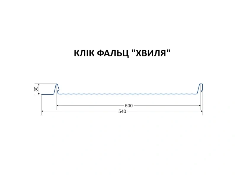 Клік-фальц «Хвиля» 540 мм — розріз профілю