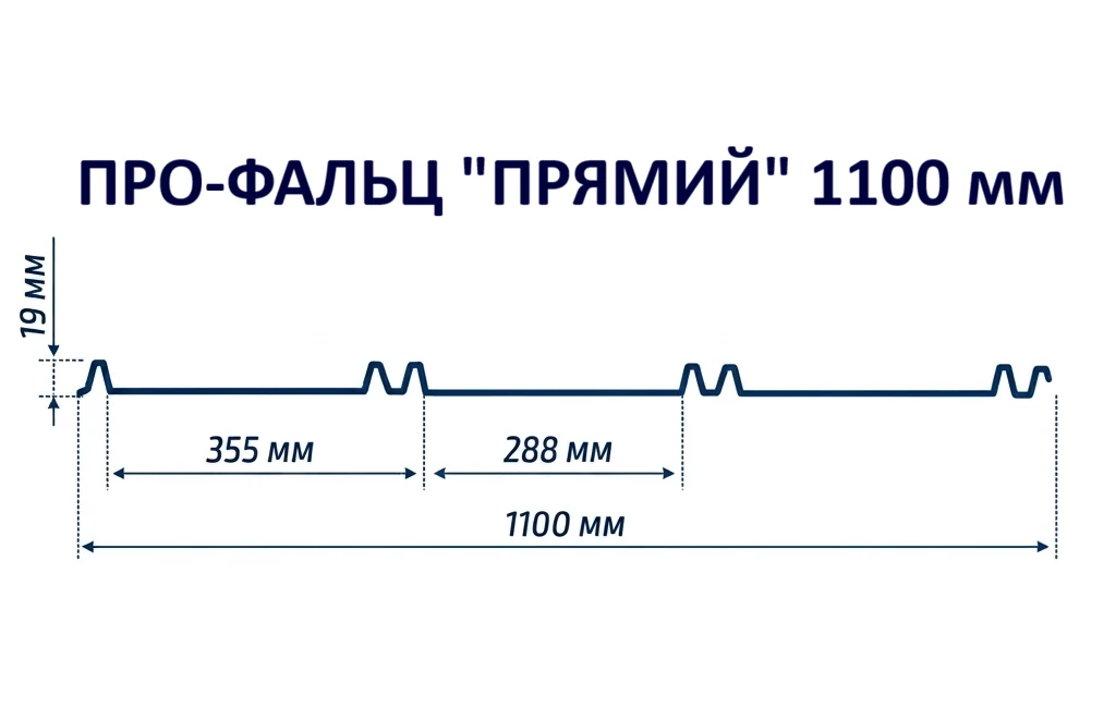 Про-фальц «Прямий» ЕМ 1100 мм — розріз профілю