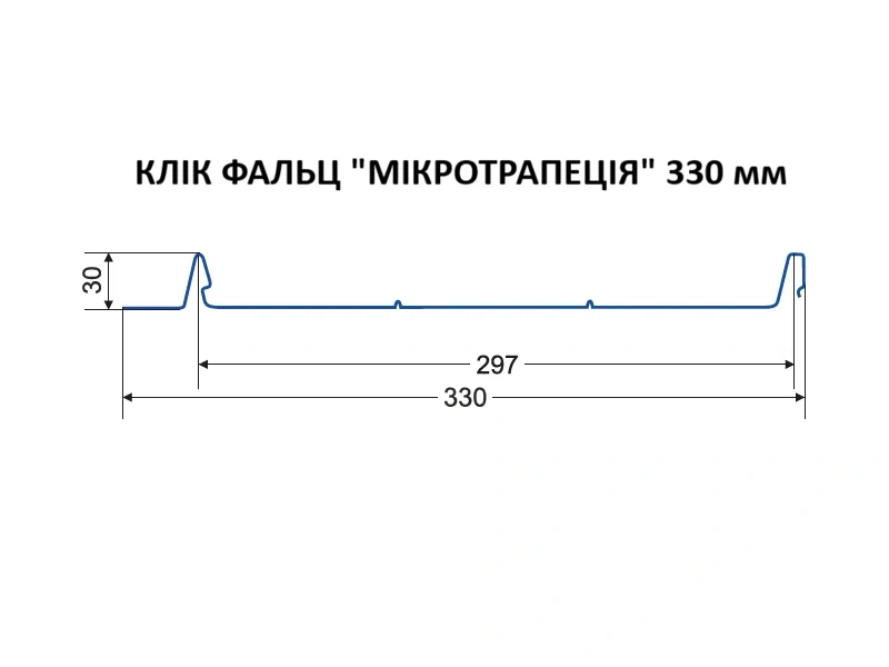 Клік-фальц «Мікротрапеція» 330 мм — розріз профілю